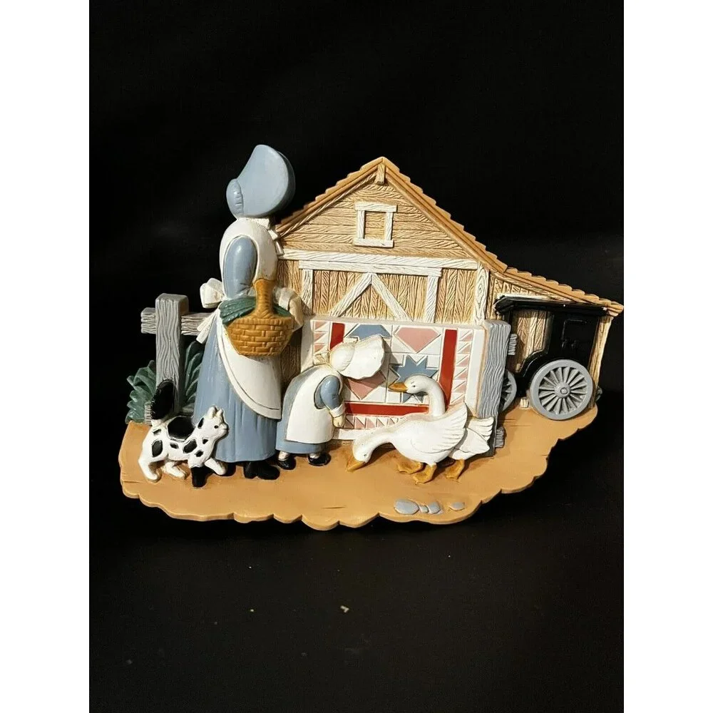 Vintage Burwood Products Wall Hanging Plaques Decor‎ Amish Set Of 2